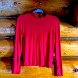 Topshop - Red ruffled mock neck long sleeve shirt
